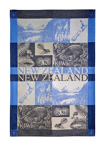 Teatowel NZ Blue  Kiwi Ferns